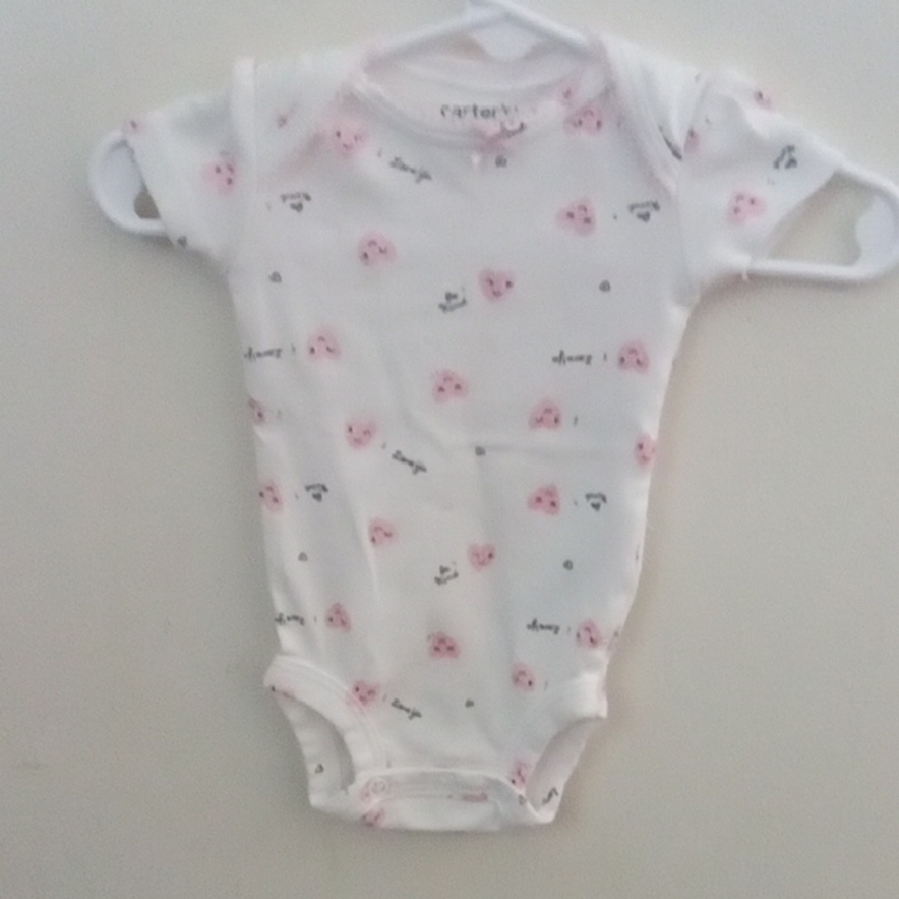 Carter's White and Pink Floral One Piece Bodysuit